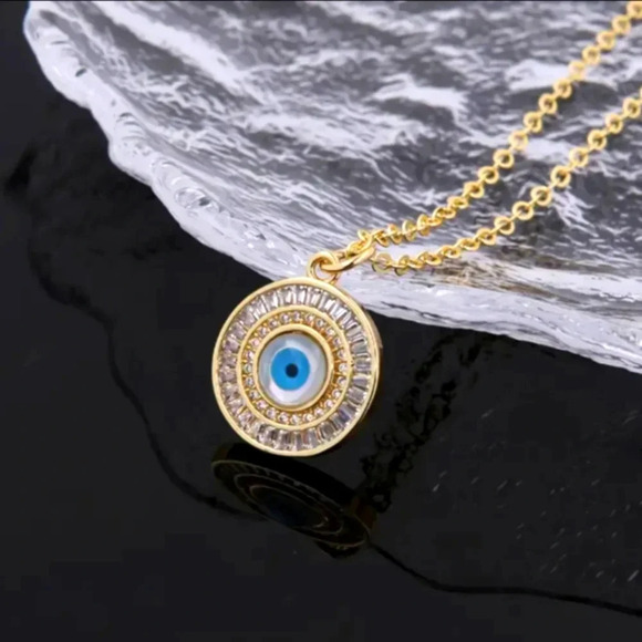 Jewelry - 18K Gold Plated Evil Eye Pendant Necklace NIP